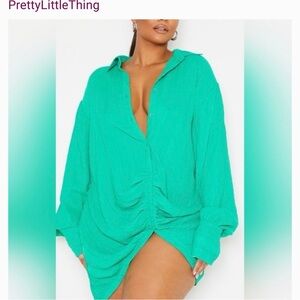 PrettyLittleThing Emerald Ruched Dress